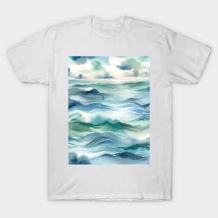 Tranquil Tides Watercolor Ocean T-Shirt